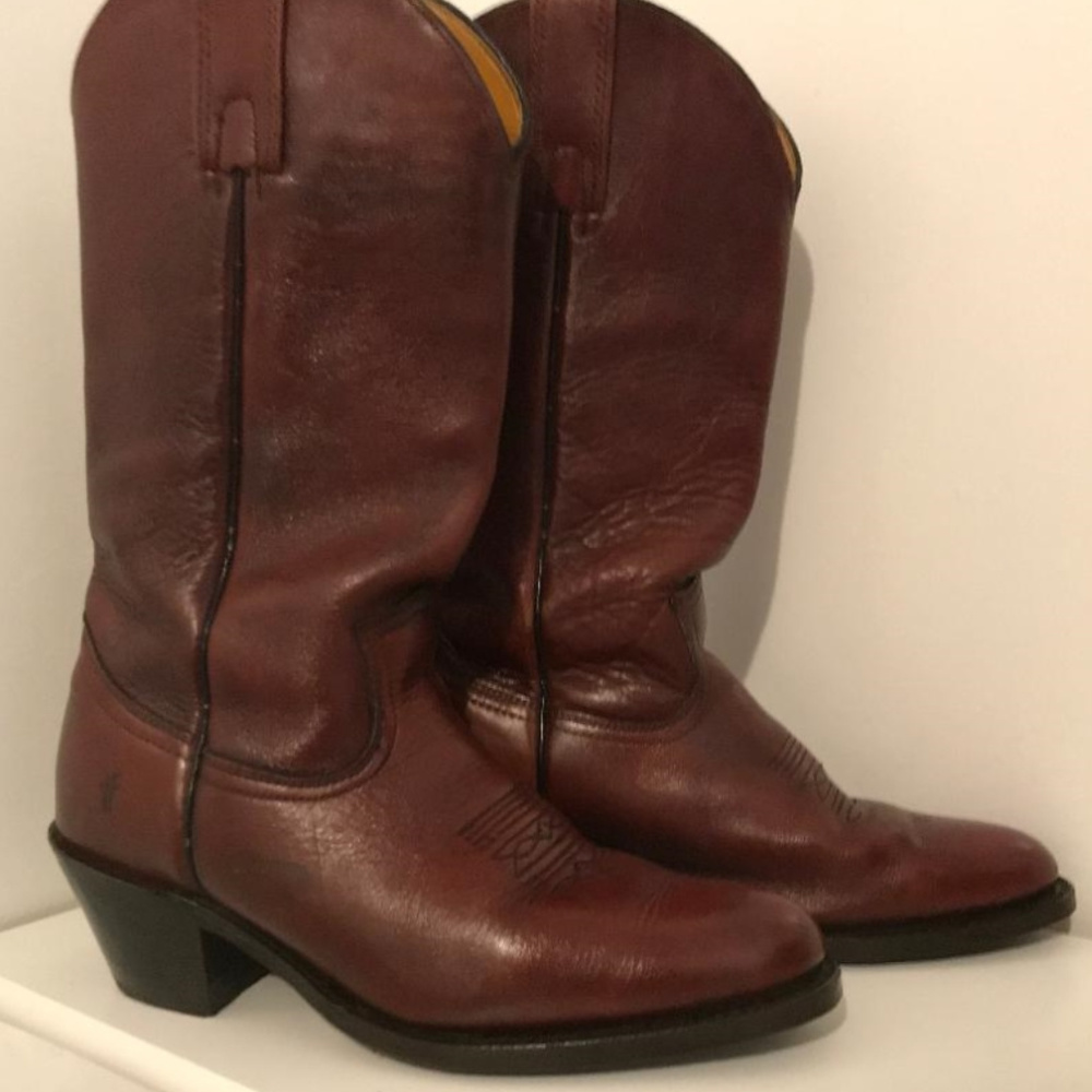 Vintage Frye Burnt Cherry Cowboy Boots Size 91/2 D